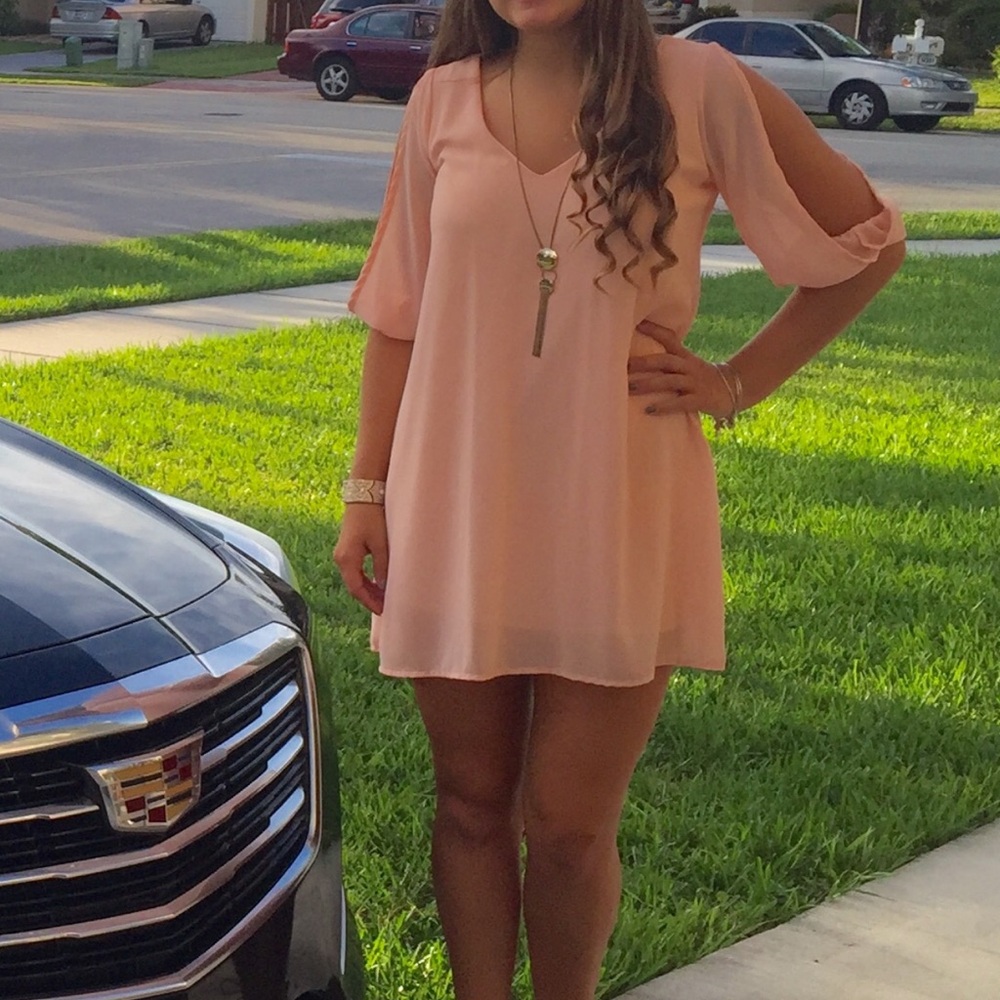 Lulu's Blush Pink Cold Shoulder Dress